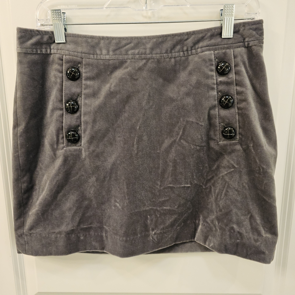 Banana Republic Women's Grey Velvet Buttoned Mini Shirt Size 8P